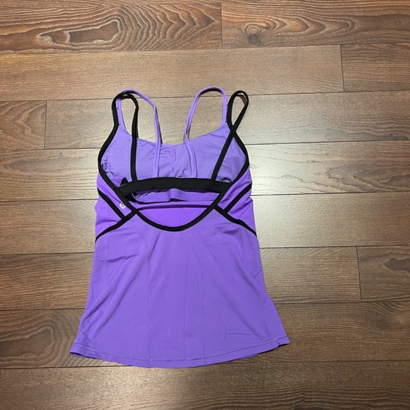 LULULEMON SPAGHETTI STRAP TANK TOP SZ 6 PURPLE BLACK PIPING [SUPER RARE] - Picture 2 of 2